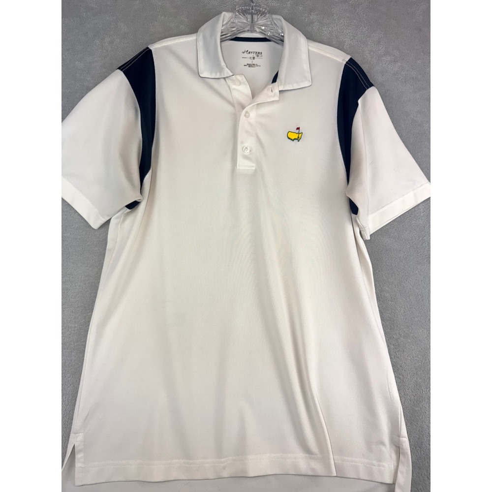 Masters Tech Augusta National Performance Golf Polo Shirt Mens Small White Black